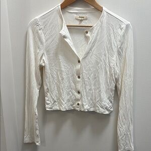 Madewell Ribbed Crewneck Cardigan size medium in white/cream